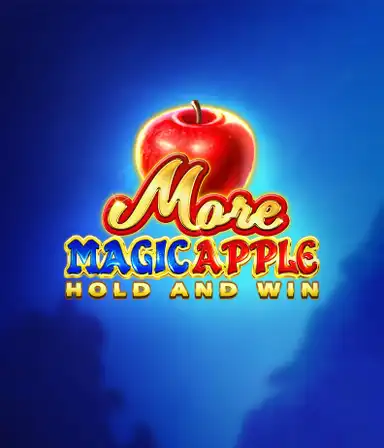 На изображении игрового автомата More Magic Apple от 3 Oaks Gaming, демонстрирующего сказочную атмосферу с персонажами из сказки, включая замки, магические яблоки и известных сказочных героев. На переднем плане виден название слота More Magic Apple, окруженный яркими и запоминающимися изображениями, создающими атмосферу чудес и волшебства.